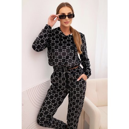 Dámská souprava 69429 z veluru a potiskem (Velikost UNI, Barva Fialová)