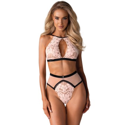 Komplet Obsessive Lilines set (Velikost S/M, Barva Růžová)