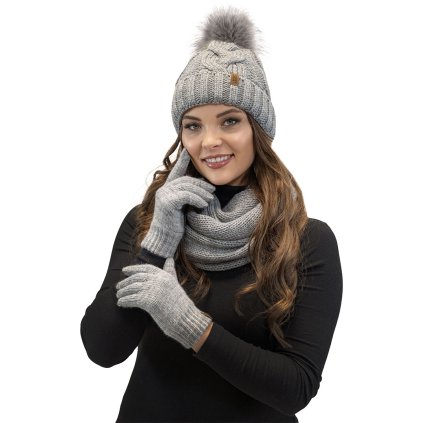 Komplet Vivisence 7014 Kmpl+R čepice, šála, rukavice (Velikost UNI, Barva Béžová)