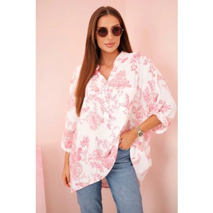 Dámská košile Daphne s výstřihem do V a květinovým potiskem (Velikost UNI, Barva Modrá)