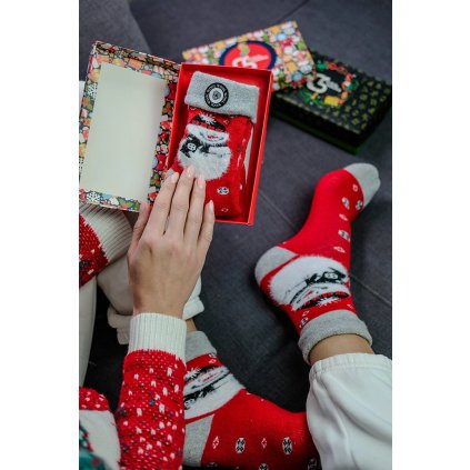 Unisex vánoční ponožky v krabičce – 1 pár se sněhulákem (Velikost UNI)