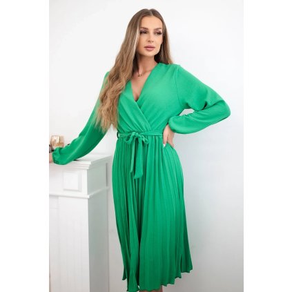 Šaty 1027M se svázaným plisovaným lemem (Velikost UNI, Barva Modrá - světle)