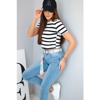 Dámské džíny s vysokým pasem a volnou nohavicí ,pásek (Velikost 26)