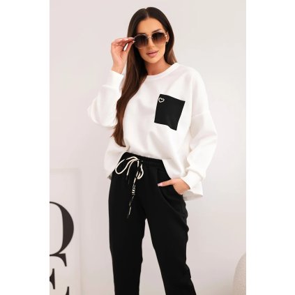 Dámská souprava máslová s kontrastní kapsou černý (Velikost UNI, Barva Černá)