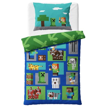 41489 6 detske povleceni minecraft figure 140x200 70x90 cm