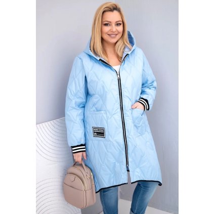 Dámská bunda Plus Size prošívaná s kapucí (Velikost UNI, Barva Modrá)