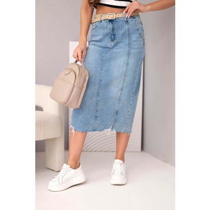 Dámská midi džínová sukně s rozparkem (Velikost 35)