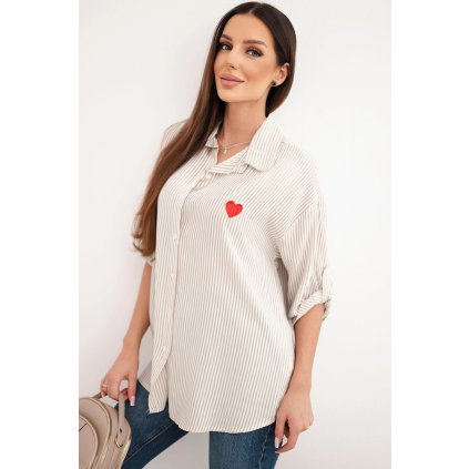 Dámská viskózová košile s límečkem (Velikost UNI, Barva Béžová)