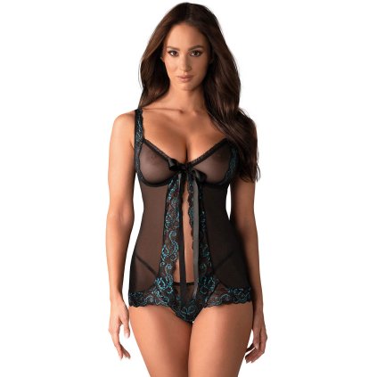 Erotická košilka Obsessive Amanta babydoll (Velikost L/XL, Barva Černá)