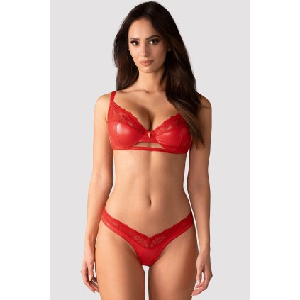 Obsessive Aliosa 2 pcs set - podprsenka + tanga (Velikost S/M, Barva Červená)