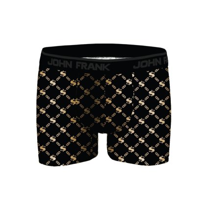 Pánské boxerky John Frank JFBDMET101-CHAIN GOLD (Velikost L, Barva Černá)
