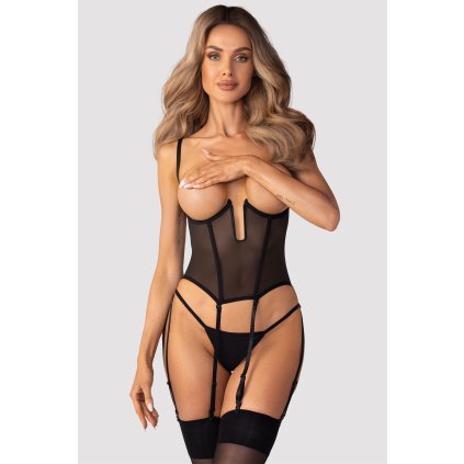 Obsessive Euphori corset (Velikost 2XL/3XL, Barva Černá)