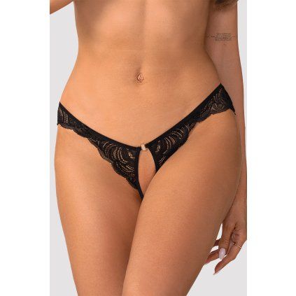 Kalhotky Obsessive Divienne crotchless thong (Velikost S/M, Barva Černá)