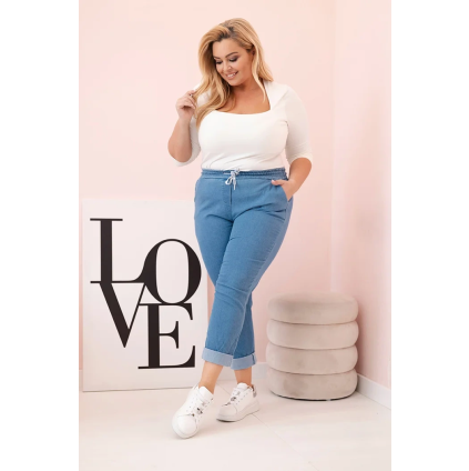 Džíny Plus Size ART6015 s elastickým pasem (Velikost XL, Barva Modrá)