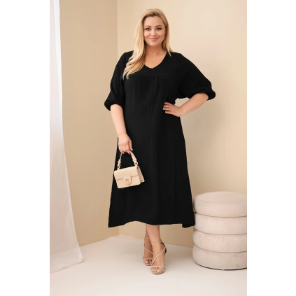 Dámské šaty Plus Size ART3365 (Velikost UNI, Barva Černá)