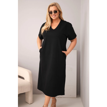 Dámské šaty Plus Size 7084 (Velikost 2XL, Barva Černá)
