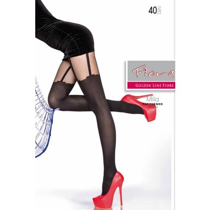 Silonkové punčocháče Fiore Milla 40 den (Velikost 4-L, Barva Černá)
