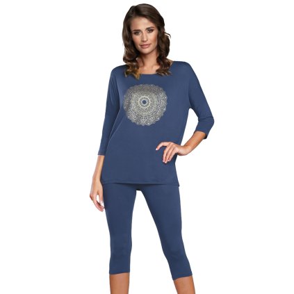 Pyžamo Italian Fashion Mandala r.3/4 sp.3/4 (Velikost S, Barva Modrá - tmavě)
