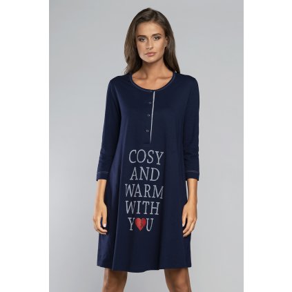 Noční košile Italian Fashion Balsam r.3/4 (Velikost S, Barva Modrá - tmavě)