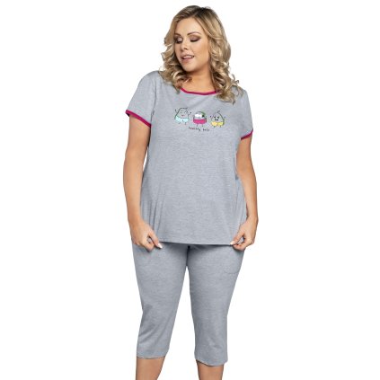 Dámské pyžamo Italian Fashion Tabata kr.r. sp.3/4 (Velikost S, Barva Šedá)