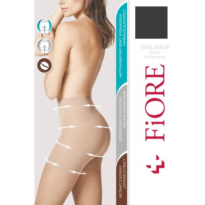 Silonkové punčocháče Fiore Total Slim 20 den M5206 (Velikost 3-M, Barva Černá)