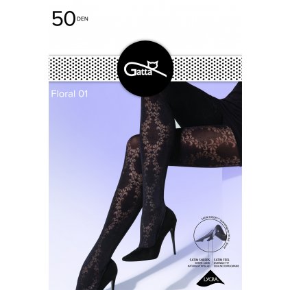 Silonkové punčocháče Gatta Floral 01 (Velikost S, Barva Černá)