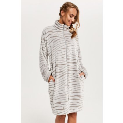 Dámský župan Italian Fashion Meru dł.r. (Velikost 2XL, Barva Šedá)
