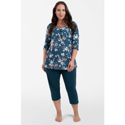 Dámské pyžamo Italian Fashion Hariet r.3/4 sp.3/4 (Velikost M, Barva Modrá)