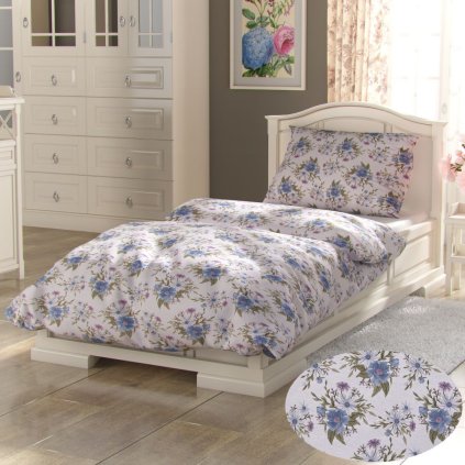 Bavlněné povlečení PROVENCE COLLECTION ELISA modrá (Varianta 1+1, 140x200, 70x90cm)