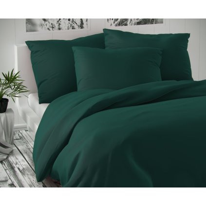 Saténové povlečení LUXURY COLLECTION 140x200, 70x90cm tmavě zelené