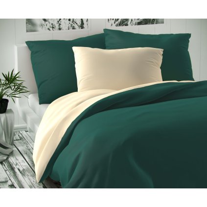 satenove povleceni luxury collection 140x200 70x90cm tmave zelene smetanove 96809 1 wm0
