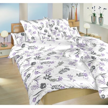 Povlečení bavlna Agáta fialová na bílém (Varianta Povlečení bavlna Agáta fialová na bílém 140x200, 70x90 cm)