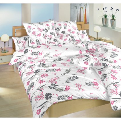 Povlečení bavlna Agáta růžová na bílém (Varianta Povlečení bavlna Agáta růžová na bílém 140x200, 70x90 cm)
