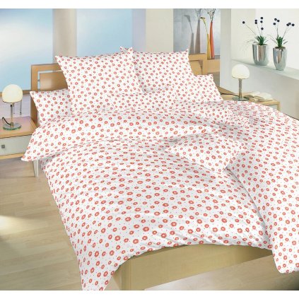 Povlečení krep Anežka lososová na bílém (Varianta Povlečení krep Anežka lososová na bílém 140x200, 70x90 cm)