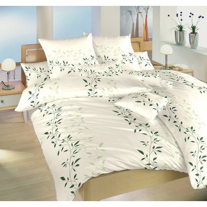 Povlečení krep Mandevila zelená na banánovém (Varianta Povlečení krep Mandevila zelená na banánovém 140x200, 70x90 cm)
