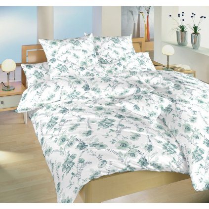 Povlečení krep Kvítí mentolové na bílém (Varianta Povlečení krep Kvítí mentolové na bílém 140x200, 70x90 cm)