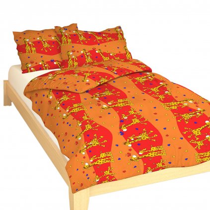 Povlečení krep do postýlky Žirafa červená (Varianta Povlečení krep do postýlky Žirafa červená 90x130, 45x60 cm)