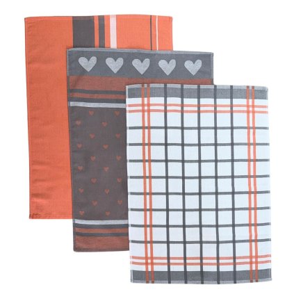 Utěrka Extra savá Srdíčka losos šedá 3 ks (Varianta Utěrka Extra savá 50x70 cm Srdíčka losos/šedá 3 ks)