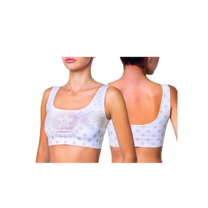 Dámský Crop Top Meméme Polka Dot Chamomile (Velikost L, Barva Bílá)