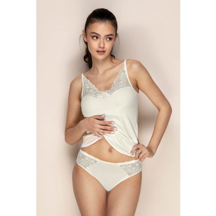 Bavlněná spodní košilka se špagetovými ramínky Timo 300004 (Velikost L, Barva Smetanová)