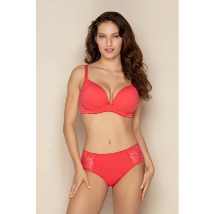 Bezešvá vyztužená podprsenka Push-UpBra s krajkou Ibis Timo 046839 (Velikost 80A, Barva Červená)