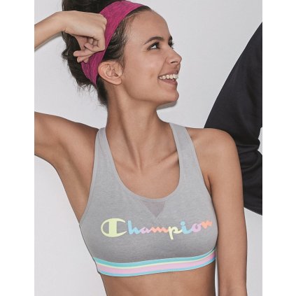 Sportovní podprsenka CHAMPION CROP TOP AUTHENTIC šedá světle
