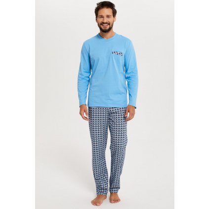 Pánské pyžamo Italian Fashion Jaromir dlouhé modré