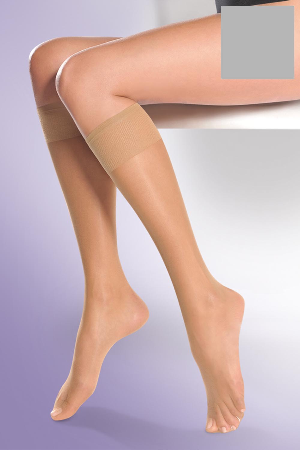 Silonkové podkolenky Gabriella Super 15 Den Lycra Code 504 Barva: Šedá, Velikost: UNI