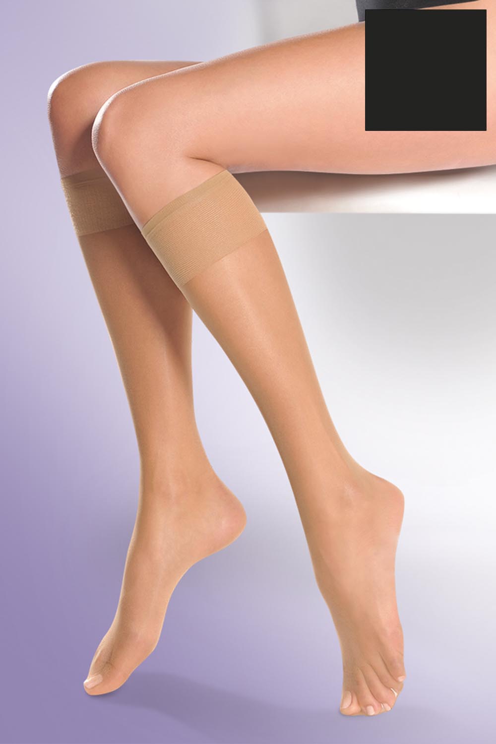 Silonkové podkolenky Gabriella Super 15 Den Lycra Code 504 Barva: Černá, Velikost: UNI