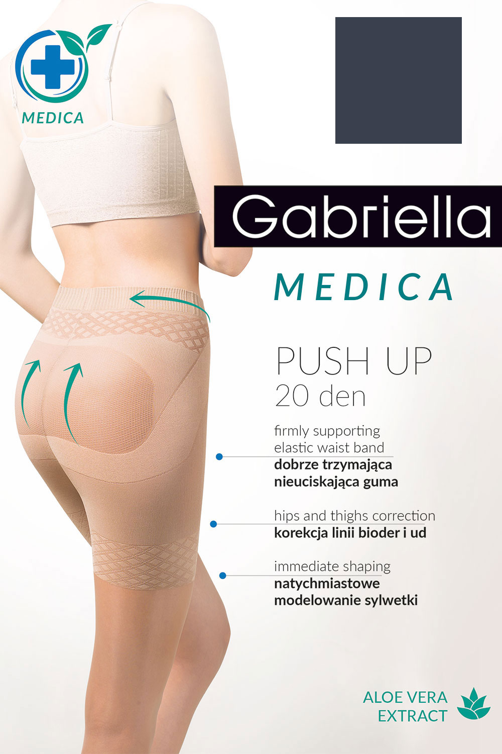 Silonkové punčocháče Gabriella Medica Push-up 20 Den Code 127 Barva: Šedá, Velikost: 4-L
