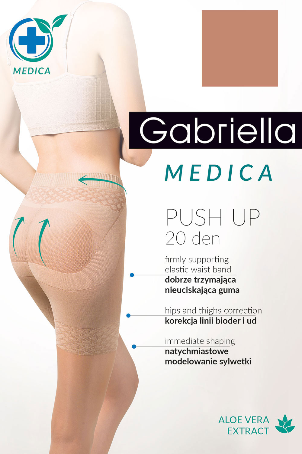 Silonkové punčocháče Gabriella Medica Push-up 20 Den Code 127 Barva: Béžová, Velikost: S