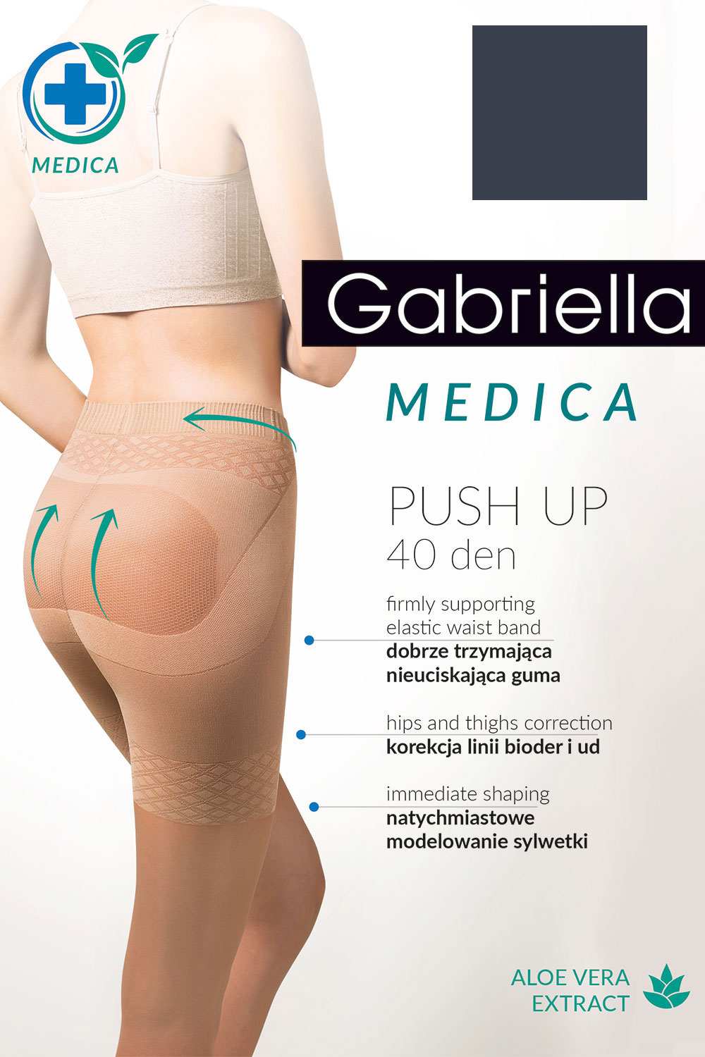Silonkové punčocháče Gabriella Medica Push-up 40 Den Code 128 Barva: Šedá, Velikost: 3-M