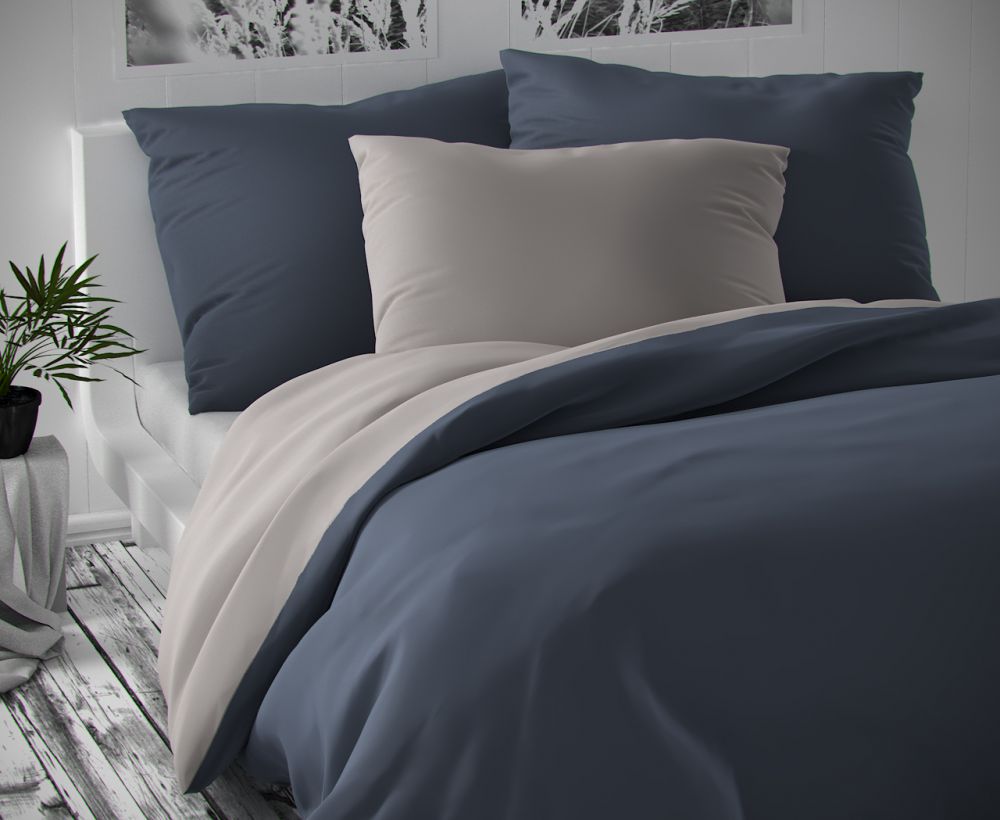 Kvalitex Saténové povlečení LUXURY COLLECTION 140x200, 70x90cm tmavě šedé / světle šedé
