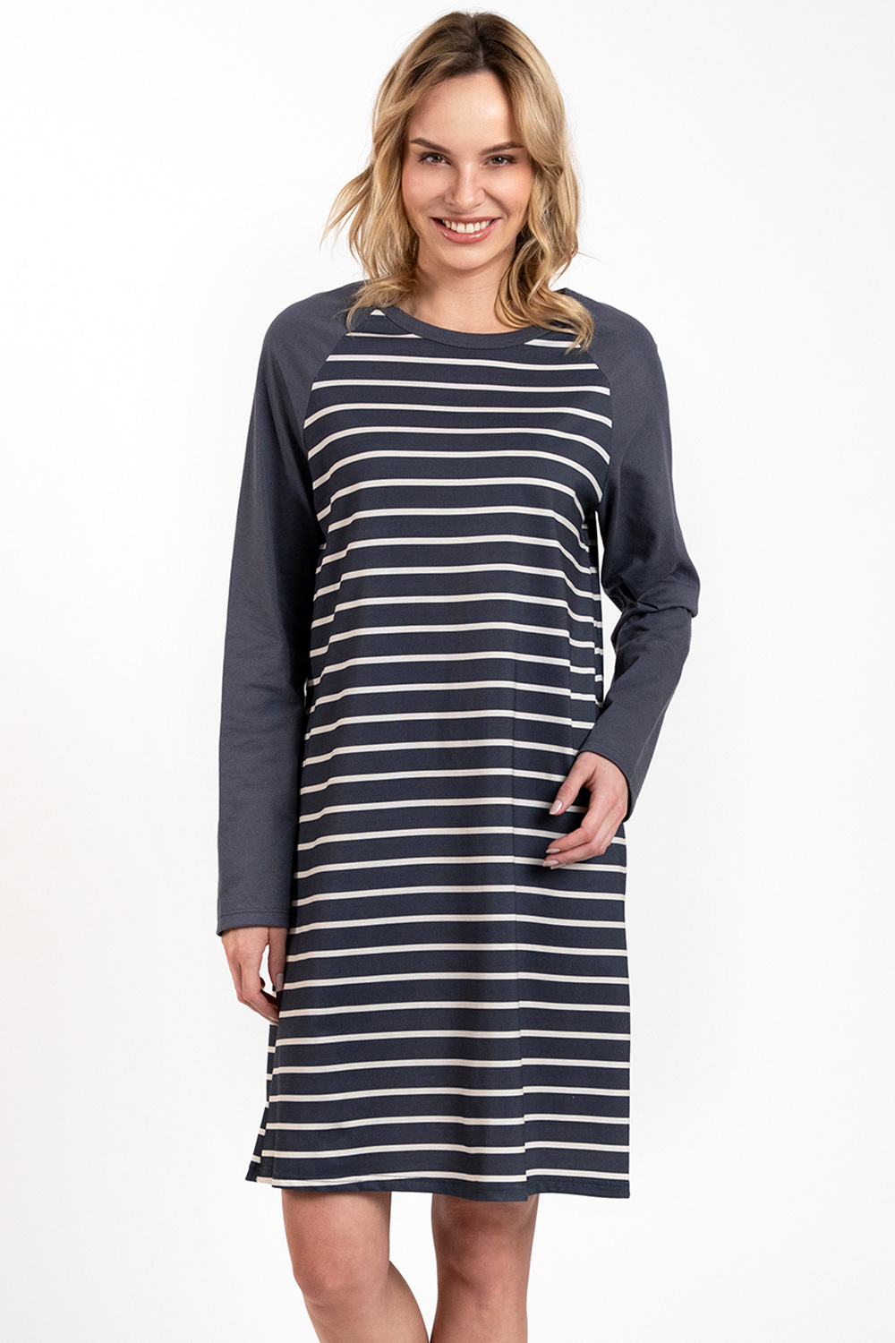 Noční košilka Italian Fashion Oda dł.r. Barva: Šedá, Velikost: XL